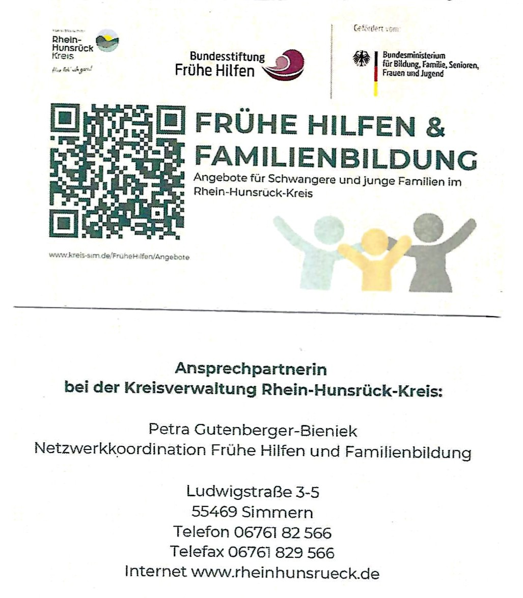 QR-Code Frühe Hilfen & Familienbildung und Adressdaten Ansprechpartnerin Petra Gutenberger-Bieniek