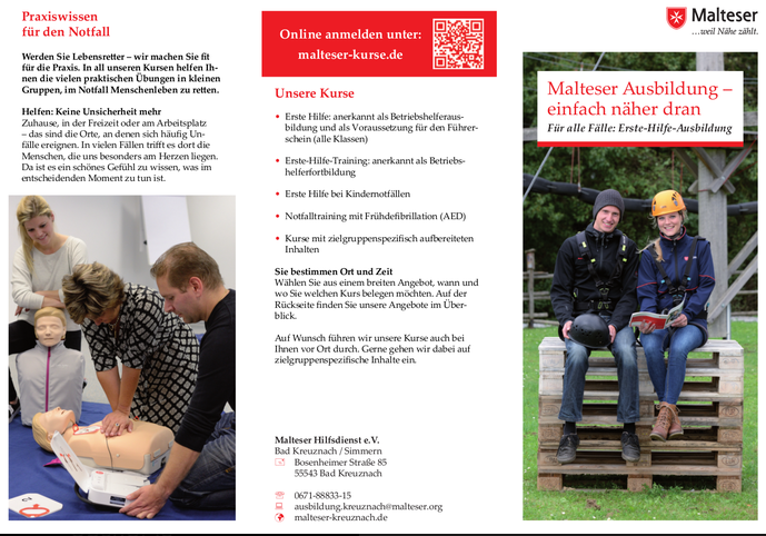 Infoblatt über die Erste-Hilfe-Kurse von Malteser