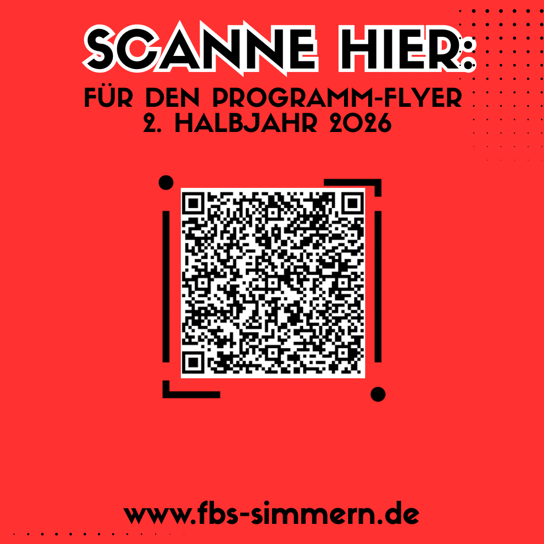 QR-Code zum Scannen der 4 Seiten Veranstaltungen und Kurse 2. Halbjahr der FBS
